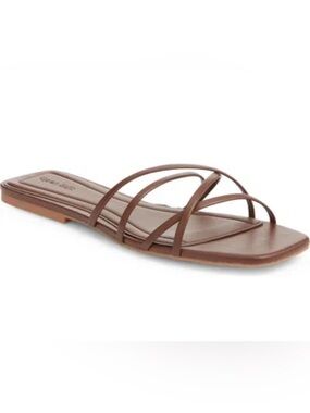 Nordstrom Open Edit Women’s Brown Strappy Slide Sandals — Sleek Everyday Flat